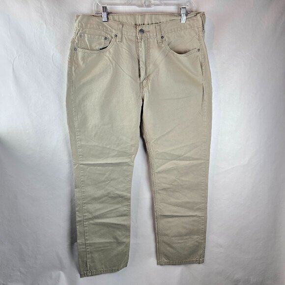 Levis 514 Jeans Mens 36x30 Beige Denim Slim Straight Normcore 5 Pocket Pants - Picture 1 of 10